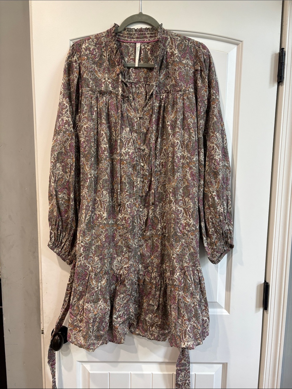 Anthropologie Paisley Peasant Tunic in Muted Purple and Brown
